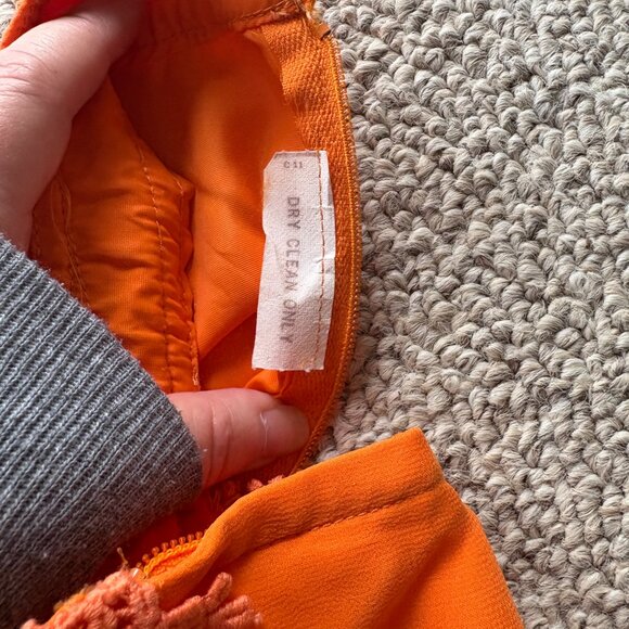 Vintage 1970s Orange Boho Prairie Dress Lace Keyhole Neck – Size S - Picture 9 of 16